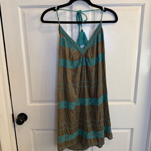 Women's Star Mela Halter Dress S, Brown with Teal